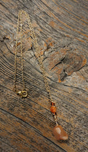 beach themed necklace, red agate amber beaded 24k gold necklace