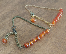 michigan made chain bracelet, 6mm wire wrapped carnelian stone