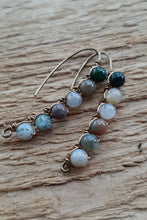 colorful earthy jasper earrings wire wrapped in antique brass