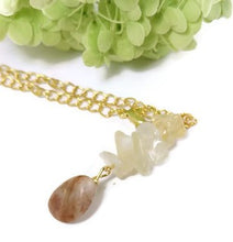 22 inch gold chain necklace, handmade beach stone necklace