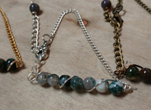 6mm jasper beaded bracelet, silver chain nature jewelry