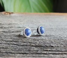 blue sodalite stone earrings sterling silver studs