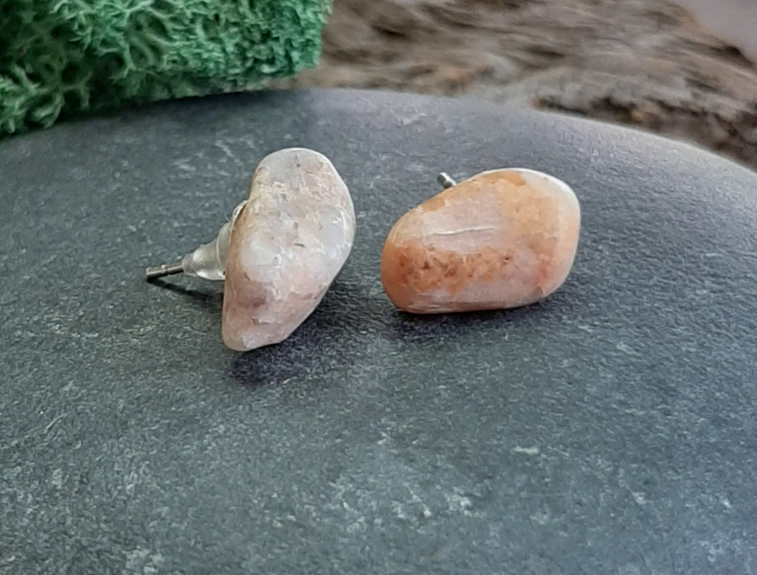 michigan beach rock stud earrings silver studs