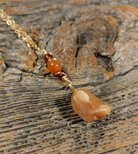 michigan beach stone gold necklace, red agate beaded chain necklace