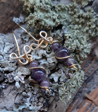 24k gold amethyst freestyle drop earrings nature design