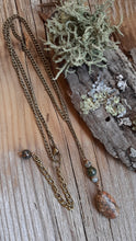 y style delicate chain necklace MI beach stone antique brass nature inspired jewelry