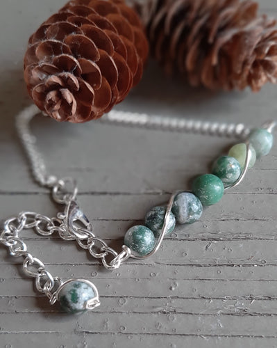 sterling silver ching hai jade beaded bracelet
