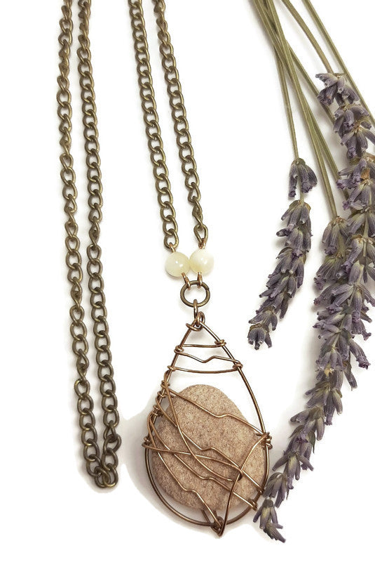 shell beaded diffuser necklace essential oil stone