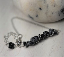 natural stone chain bracelet snowflake obsidian jewelry